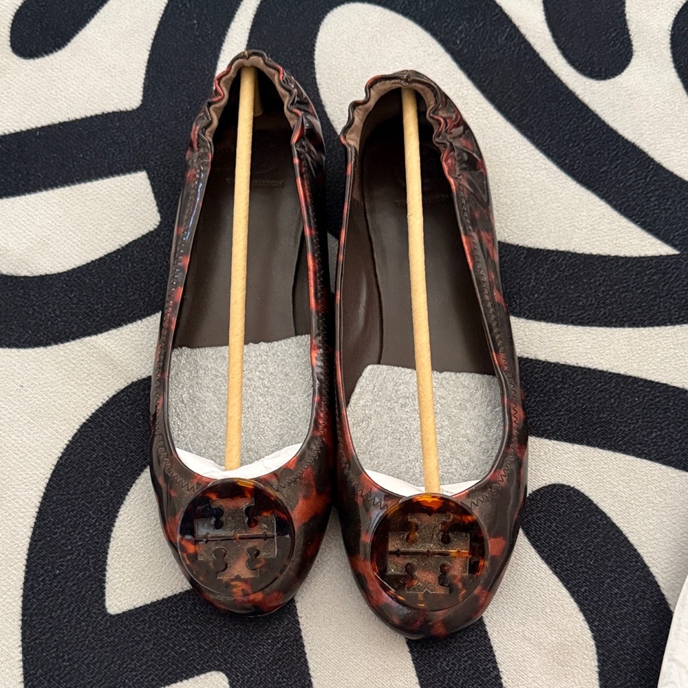 Tory Burch Minnie travel ballet flats size 9.5 Tortoise